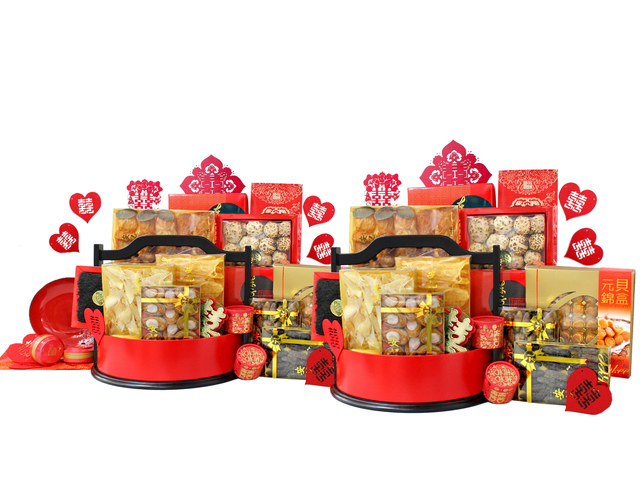Chinese Bridal Basket - Chinese Style Dried Seafod Gift Baskets (1 pair) T19 - L36510003 Photo
