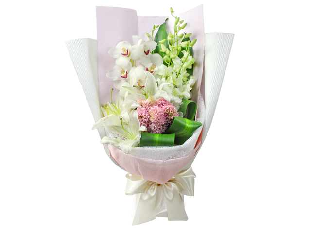 Florist Flower Bouquet - White Cymbidium bouquet 01 - L0199225 Photo