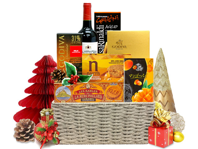 Christmas Gift Hamper - Christmas Fancy Picnic Wine And Food Gift Hamper M7 - L36669649 Photo