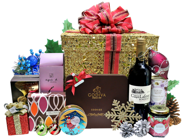 Christmas Gift Hamper - Christmas Permium Wine And Chocolate Present Box S23 - L36666826 Photo