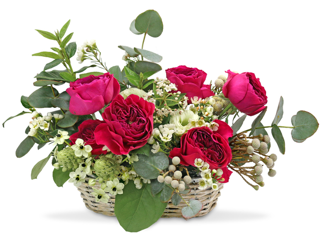 Florist Flower Arrangement - Deep pink rose basket 8 - L76605638 Photo