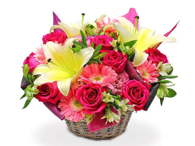 Florist Flower Arrangement - Lilies  Florist basket Decor P1 - L3153866 Photo