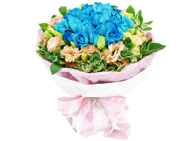 Florist Flower Bouquet - Blue Roses x 30 - L38924 Photo