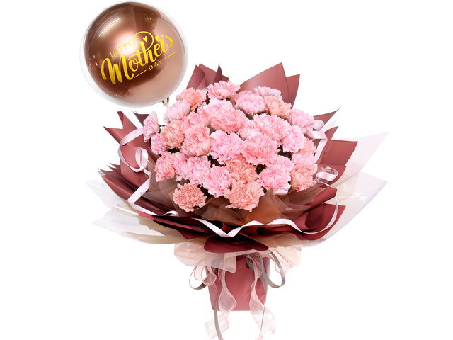 Florist Flower Bouquet - Mother's Day 35 Carnation Bouquet with Balloon GZ09 - MR0411A3b Photo