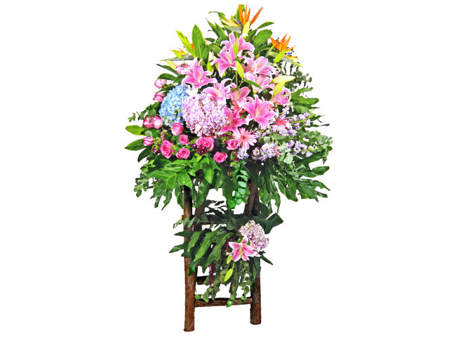 Flower Basket Stand - Colourful Joy Flower Basket - P0639 Photo