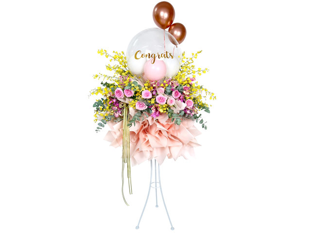 Flower Basket Stand - Grand Opening Flower Basket With Balloon BF06 - FOB0804A2 Photo
