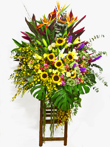 Flower Basket Stand - Joyous Rising Sun flower basket - P0505