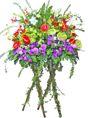 Flower Basket Stand - double flower basket - L06824 Photo