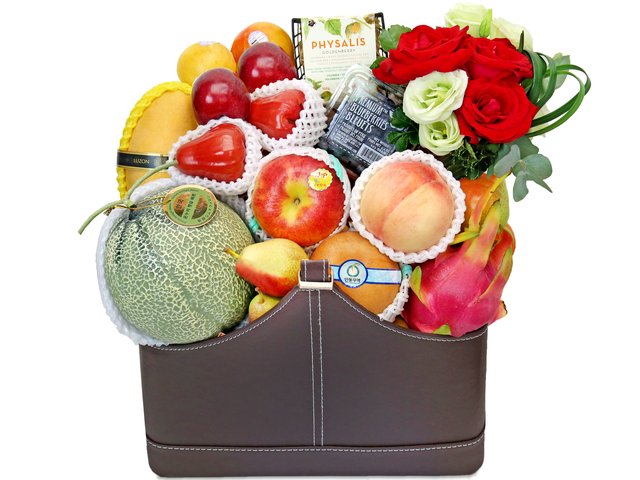 Fruit Basket - Mid Autumn Fruits & Flower Gift Basket MF1 - 0WF0809A1 Photo