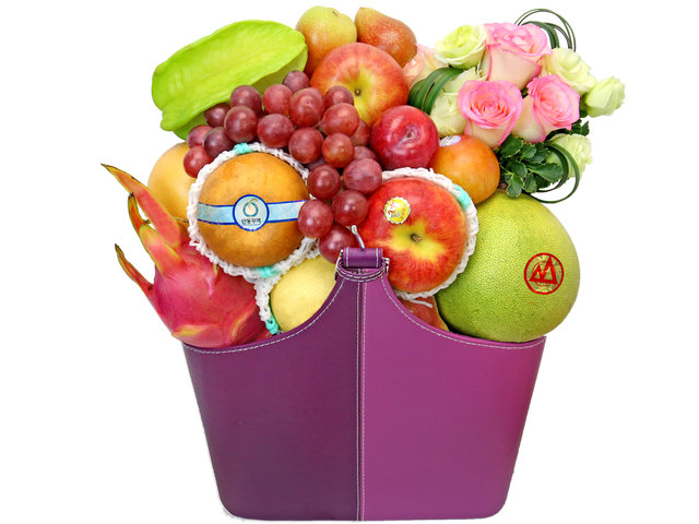 Fruit Basket - Mid Autumn Fruits & Flower Gift Basket MF3 - 0WF0814A1 Photo