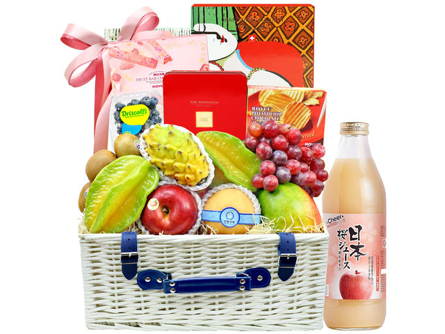 Fruit Basket - Wine Food Gift Hamper With Fruit C32 - L106469 Photo