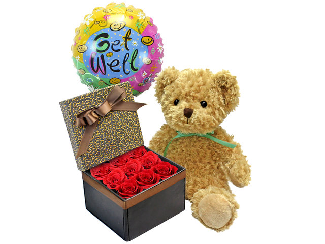Get Well Soon Gift - Get Well Gift Flower Box 6 - L27151a Photo