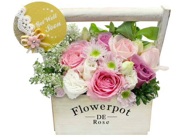 Get Well Soon Gift - Mini flower florist basket21 - L193799 Photo