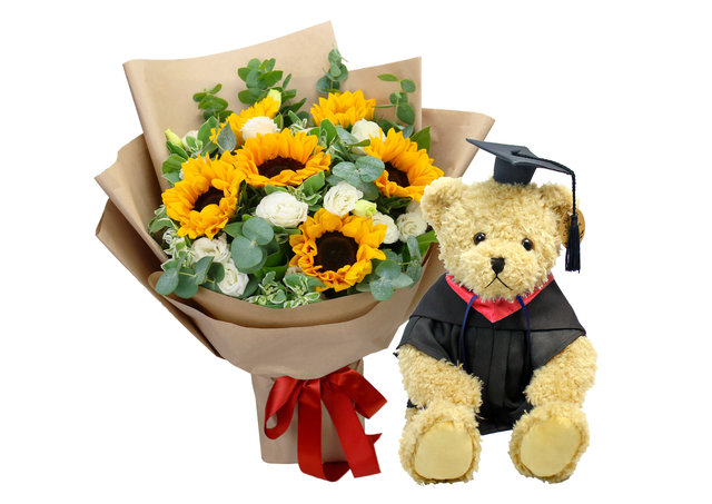 Graduation Flower n Gift - Graduation Flower With Teddy Combo Set CG03 - GC0630A1 Photo
