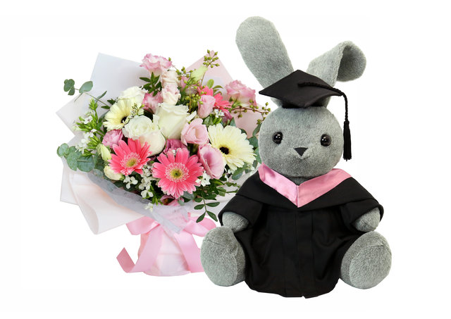 Graduation Flower n Gift - Graduation Flower With Teddy Combo Set CG04 - GC0630A2 Photo