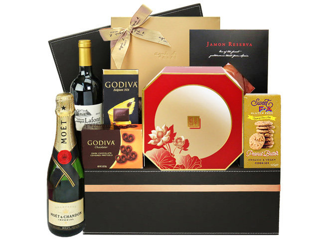 Mid-Autumn Gift Hamper - Mid Autumn Peninsula Moon Cake With Deluxe Fine Wine Fruit Hamper FH110 - M30720A3 Photo