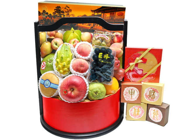 mid-autumn gift hamper - mid autumn moon cake fruit basket p22