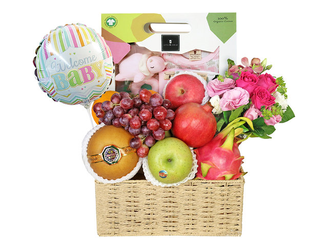 New Born Baby Gift - Baby Gift Set Fruit Hamper with Balloon F04 - BY0614A8 Photo