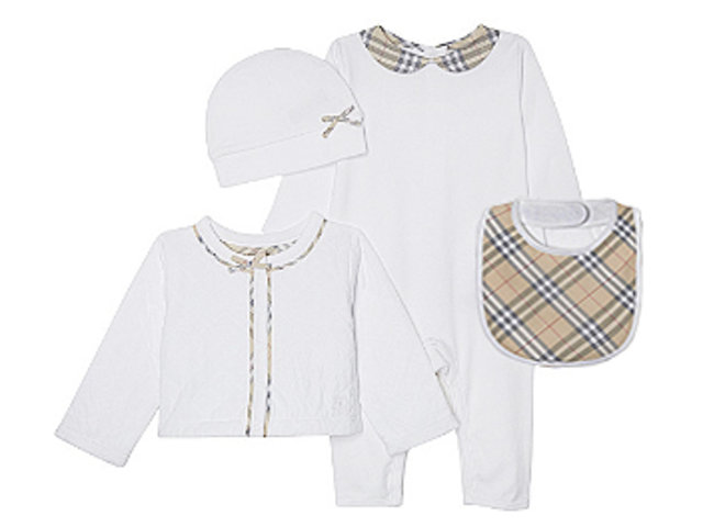 New Born Baby Gift - Burberry Check Detail Four-piece Baby Gift Set - EB0507A5 Photo