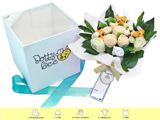 New Born Baby Gift - Dotty Bee  Baby Gift Bouquet - L36670770 Photo