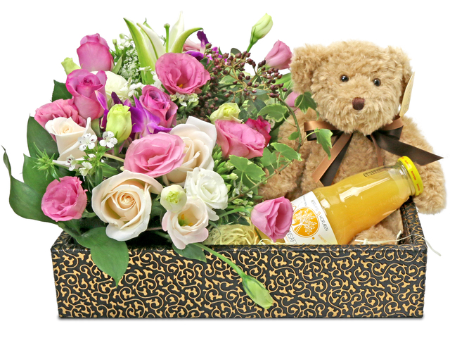 Order Flowers in Box - Bear Gift with florist A22 - L76607111 Photo