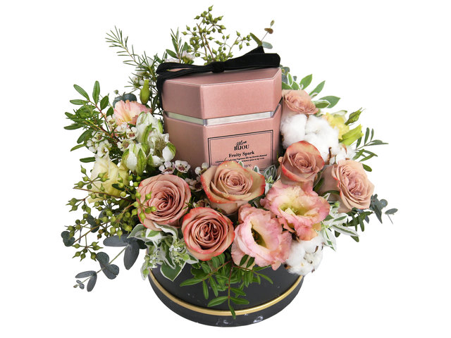 Order Flowers in Box - Francfranc Stone Fragrance With Roses Flower Box (Pink) - SRM0425A1 Photo