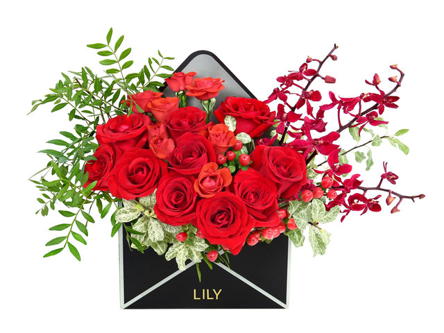 Order Flowers in Box - Love Letter with Red Roses LL02 - BX0704A4 Photo