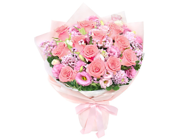 Valentines Day Flower n Gift - Valentine's Pink Rose Bouquet PV1 - PV2S0808A1 Photo