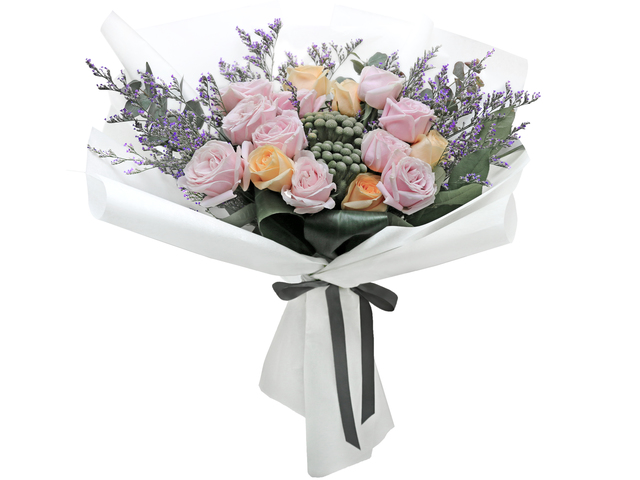 Valentines Day Flower n Gift - Valentine's Pink rose florist bouquet  RD36 - L76604602b Photo