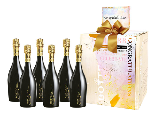 Wine n Food Hamper - Congrats Party Gift Bottega Millesimato Brut 750ml Case Offer (6 Bottles) - HH0426A3 Photo