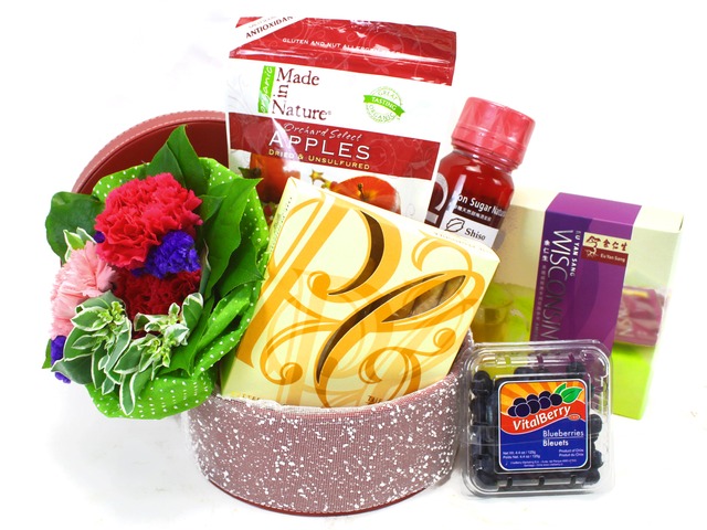 Wine n Food Hamper - Health Hamper + Flower 5 - L32581