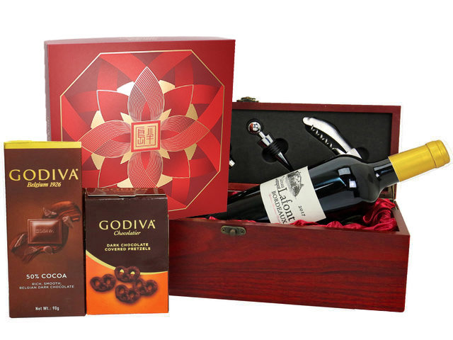 中秋果篮Hamper - 中秋半岛月饼优质朱古力连酒盒 FH101 - L139399 Photo