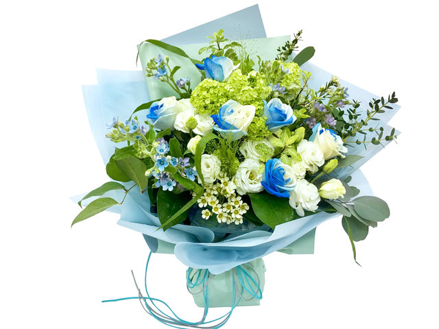 情人節花禮物 - 情人節期間限定 -12枝藍白玫瑰花束LEB11 - 1BB0403A1VD Photo