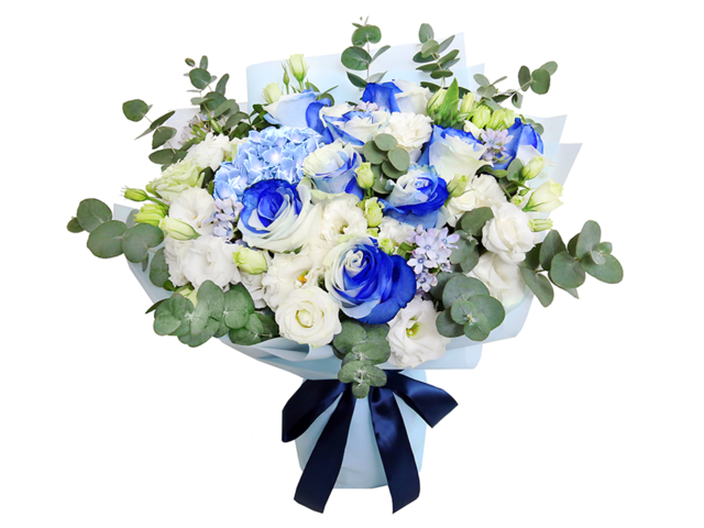 情人節花禮物 - 情人節藍白染色玫瑰花束 AR02 - VH0203A2 Photo