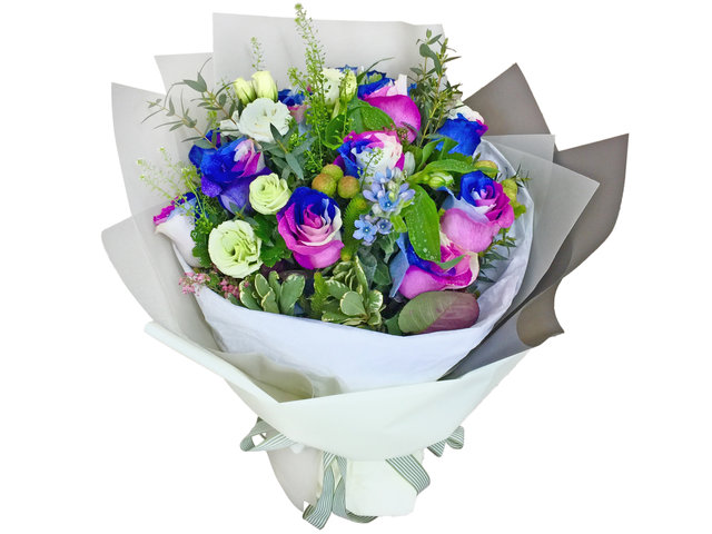 本周进口鲜花 - 情人节限定 -紫蓝白玫瑰花束 LEB13 - BV2S0115A3 Photo