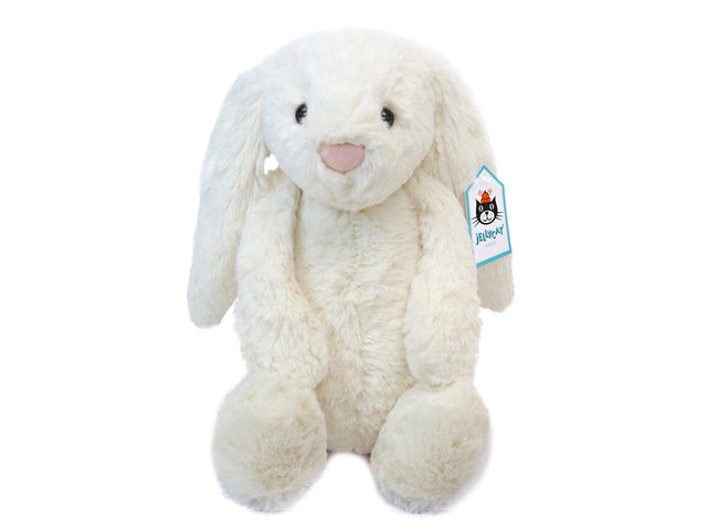 泰迪熊毛公仔 - JellyCat 雪白长耳兔子 - TJ0115A1 Photo