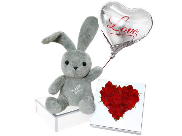 送禮組合 - agnès b.兔仔連紅玫瑰盒花氣球組合 HB9 - HB20125A2 Photo