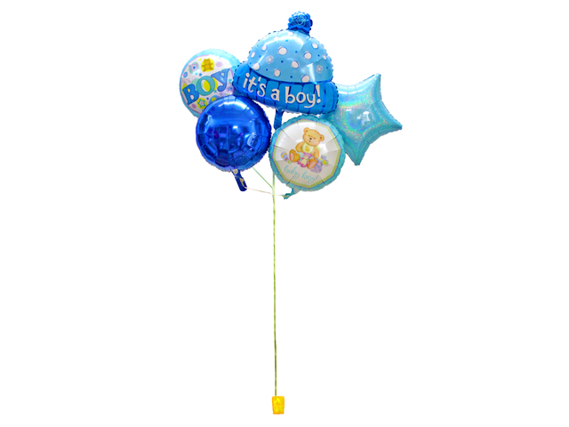 Balloon Gift - New Born Baby boy helium balloon X5 - L156104 Photo