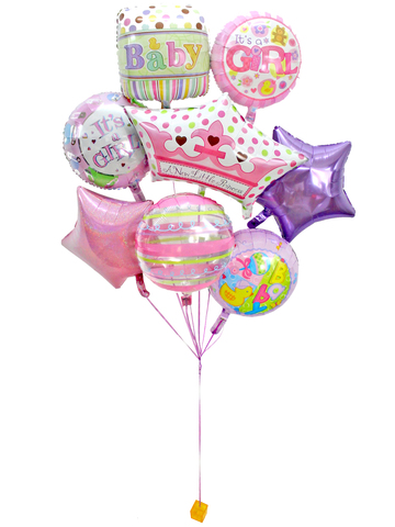 Balloon Gift - New Born Baby girl helium balloon X 8 - L154647 Photo