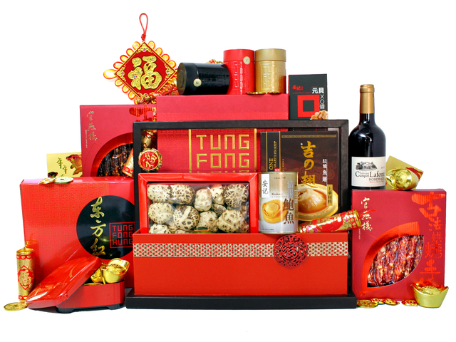 Chinese Bridal Basket - Chinese Style Dried Seafood Gift Baskets T28 - L36510819b Photo