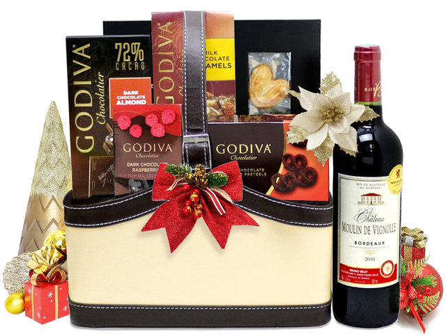 Christmas Gift Hamper - Christmas Fancy Wine And Chocolate Gift Hamper M1 - L76603098 Photo