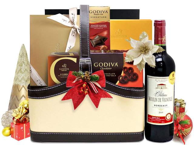 Christmas Gift Hamper - Christmas Fancy Wine And Chocolate Gift Hamper M1 - L76603098 Photo