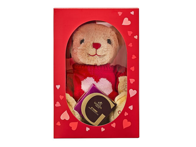 Easter Gift Hampers - Skip to the beginning of the images gallery   Plush Teddy Bear with Dark Chocolate G Cube Truffle 5pcs Gift Set 0219A2 - HR0219A2 Photo