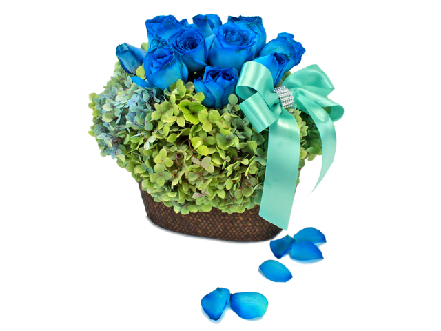 Florist Flower Arrangement - Blue Greens - L24577 Photo