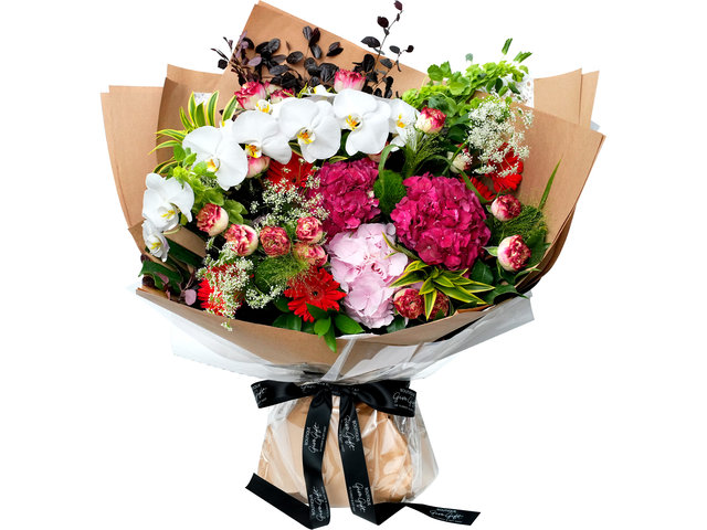 Florist Flower Bouquet - Giant Orchid & Hydrangea Bouquet JB02 - B2S0617A3 Photo