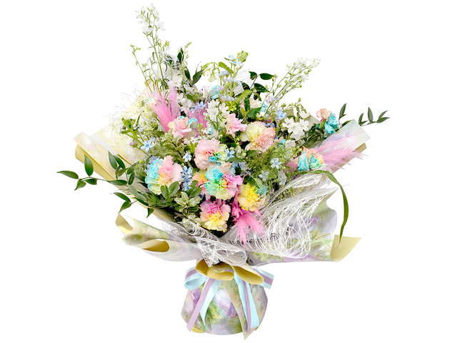Florist Flower Bouquet - Mother’s Day Cotton Candy Carnation Bouquet AE09 - MR0423A6 Photo