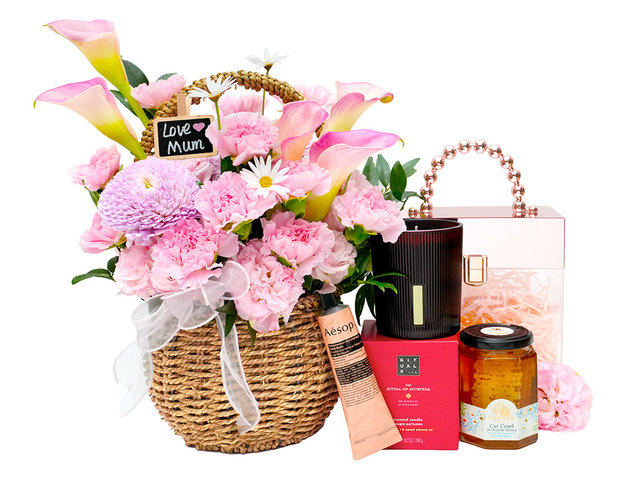 Florist Flower Bouquet - Mother's Day Floral & Gift Tote Combo MSC03 - SRM0402A1 Photo