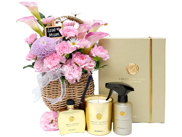 Florist Flower Bouquet - Mother's Day Rituals Gift Set with Flower Basket MSC02 - SRM0401A1 Photo