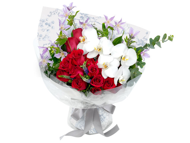 Florist Flower Bouquet - Orchid Red Roses Bouquet BQ018 - VE0714C6 Photo