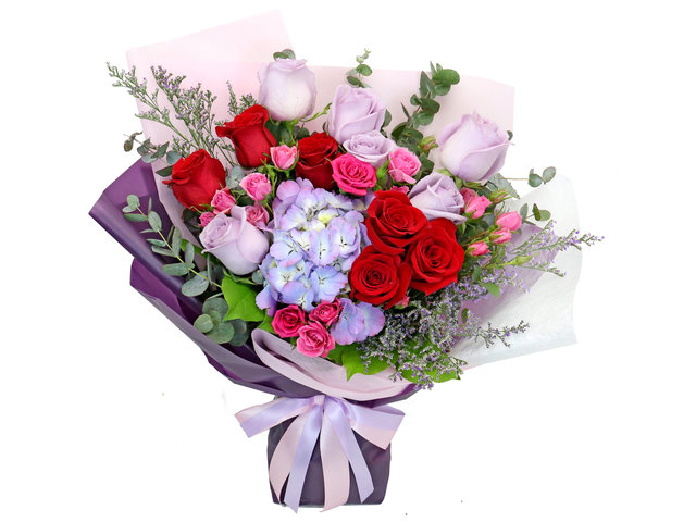 Florist Flower Bouquet - Valentine's Purple Red rose florist gift PL05 - BV2S0122A5 Photo